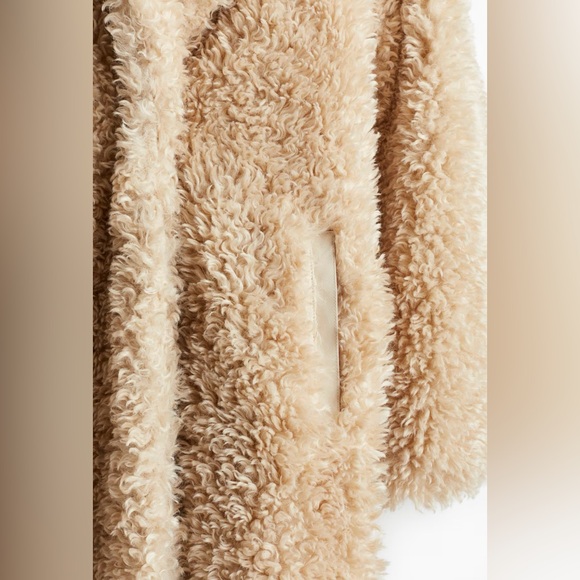 H&M TIE-BELT TEDDY FLEECE COAT - Picture 2 of 6
